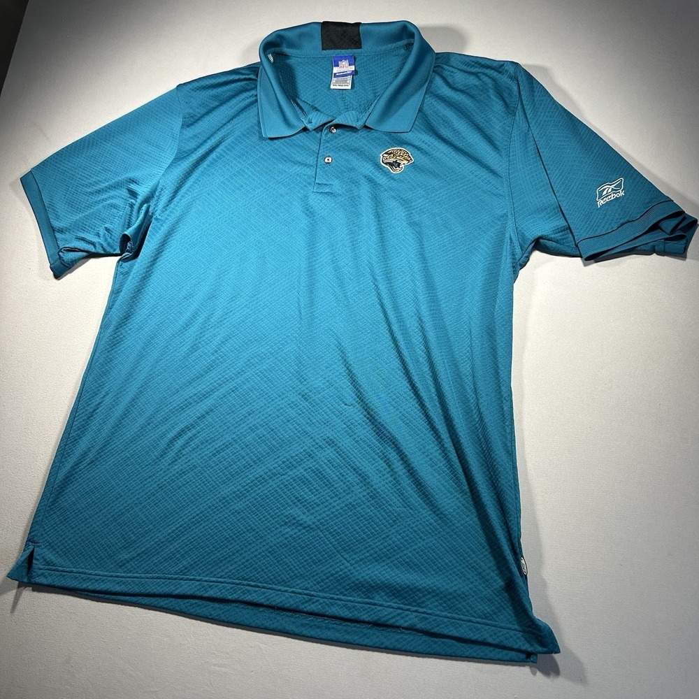 Reebok Vintage NFL Jacksonville Jaguars Polo Shirt Mens 3XL Teal Diamond Texture - Picture 2 of 8